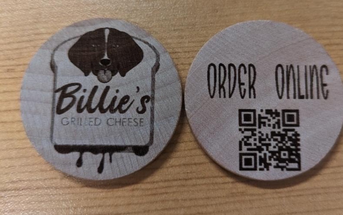 Wooden Nickels from Billie's Grilled Cheese Schedule